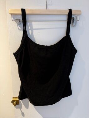 OGL Black Ribbed Built In Bra Tank Top